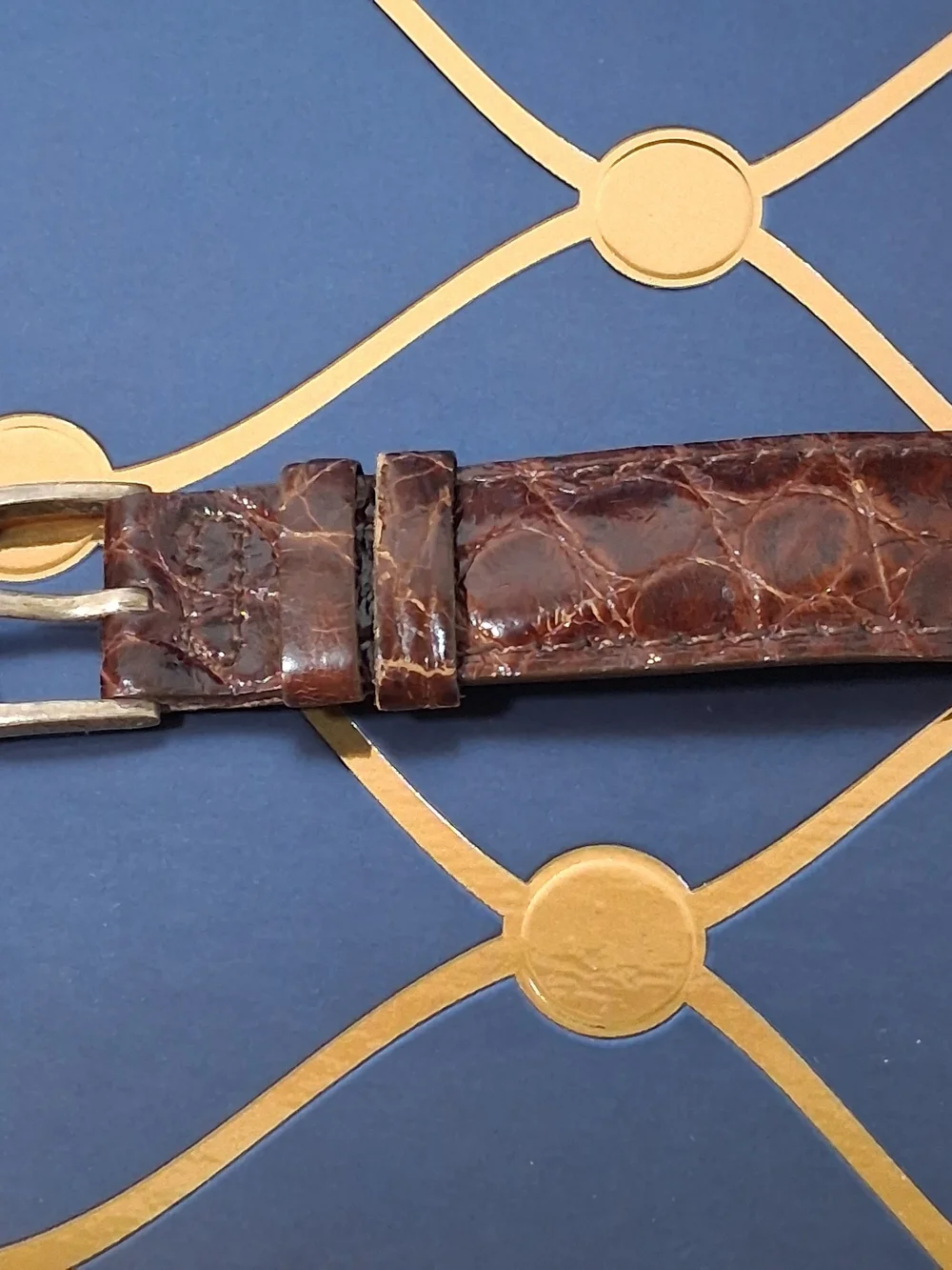 Ralph Lauren Brown Leather Watch Strap with Silver-Tone Plaque